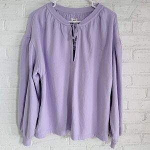 Aerie Easy Street Sweatshirt Pullover XXSTie Neck Lavender Long Sleeve Oversized
